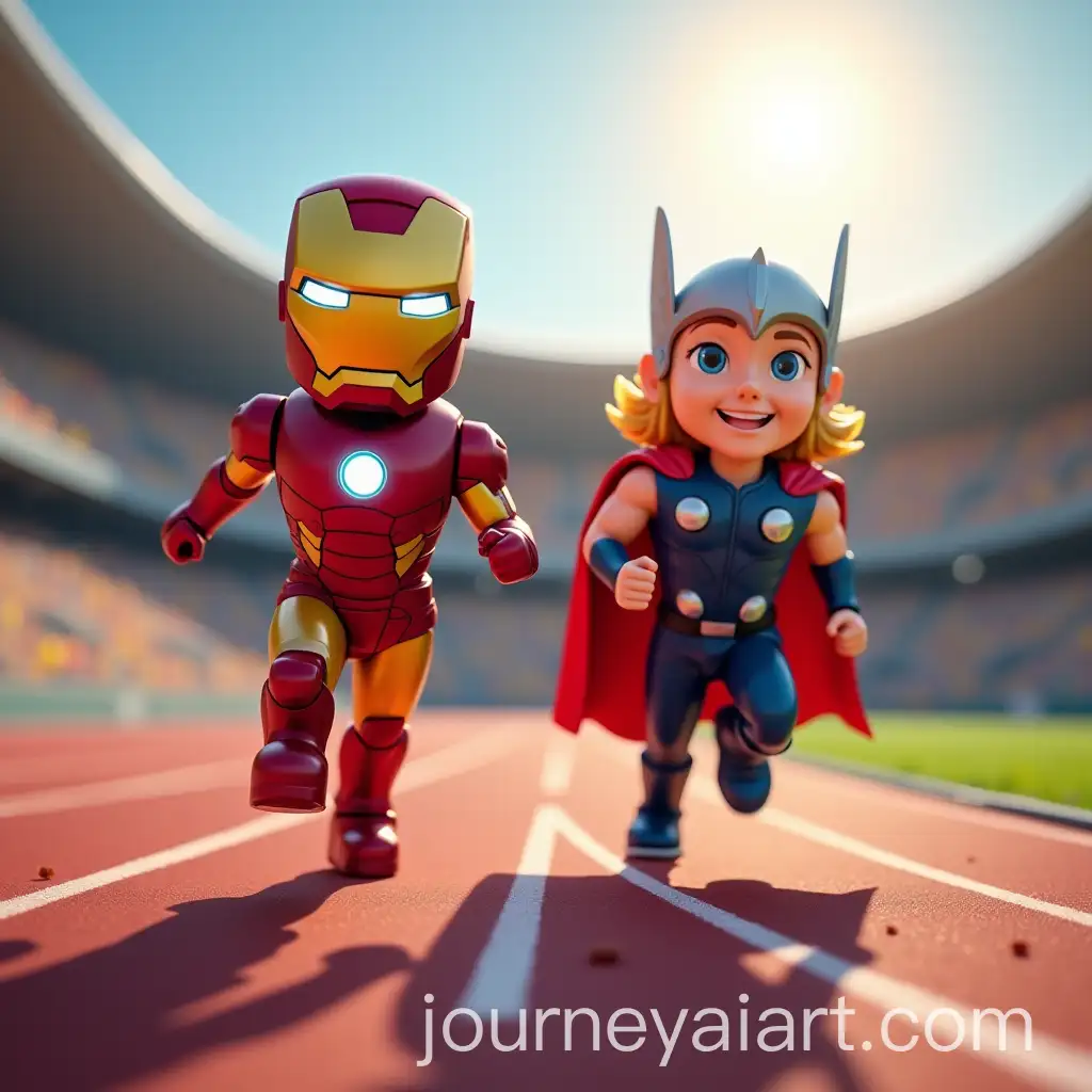 Iron-Man-and-Thor-Racing-on-a-Running-Track-with-Stadium-Background-in-3D-Digital-Art