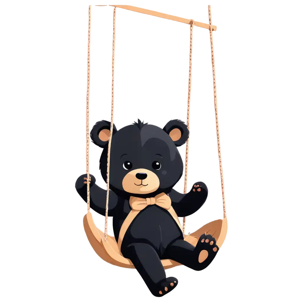 Cute-Baby-Bear-PNG-Image-Adorable-Cartoon-Black-Bear-on-a-Swing