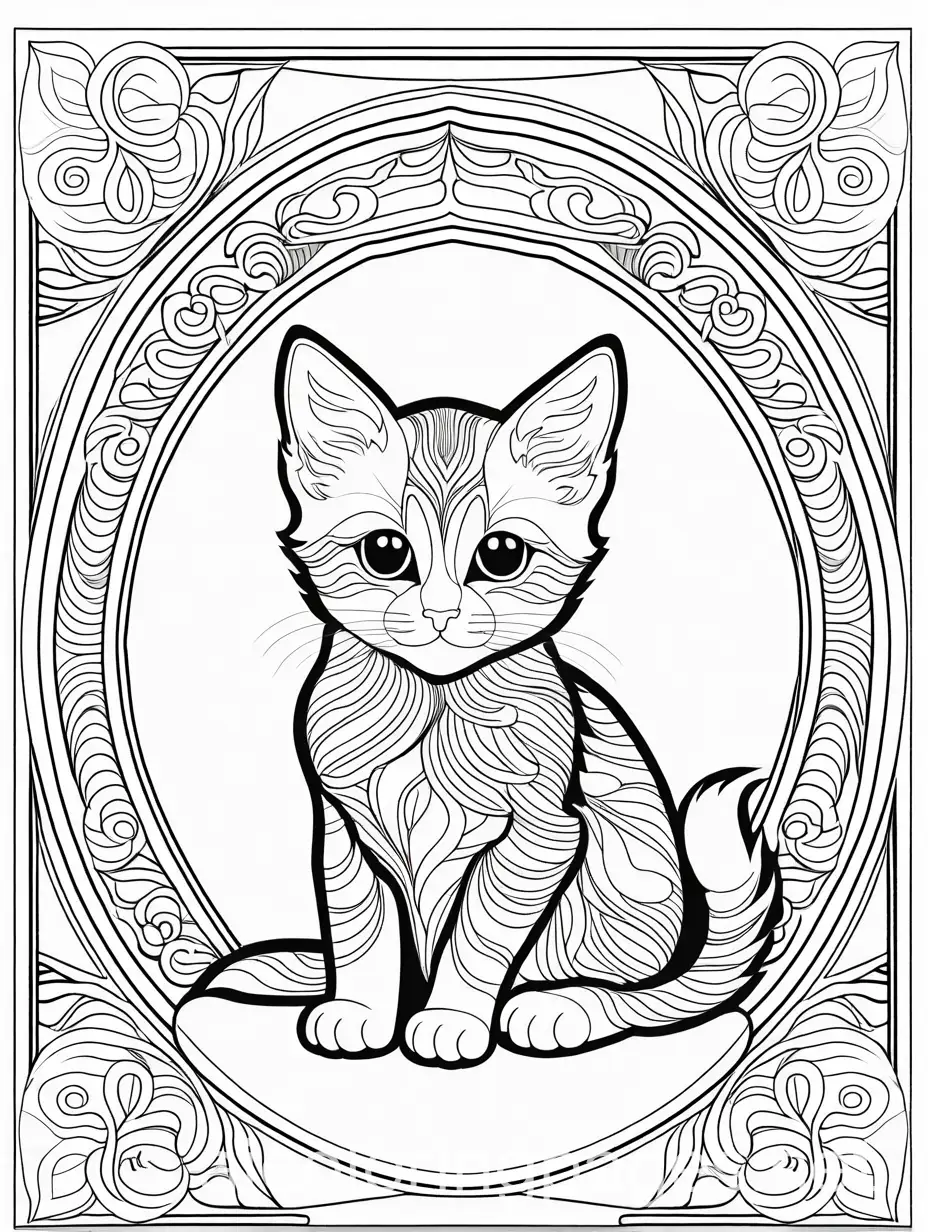 Kitten-Mandala-Sitting-on-a-Pillow-Coloring-Page