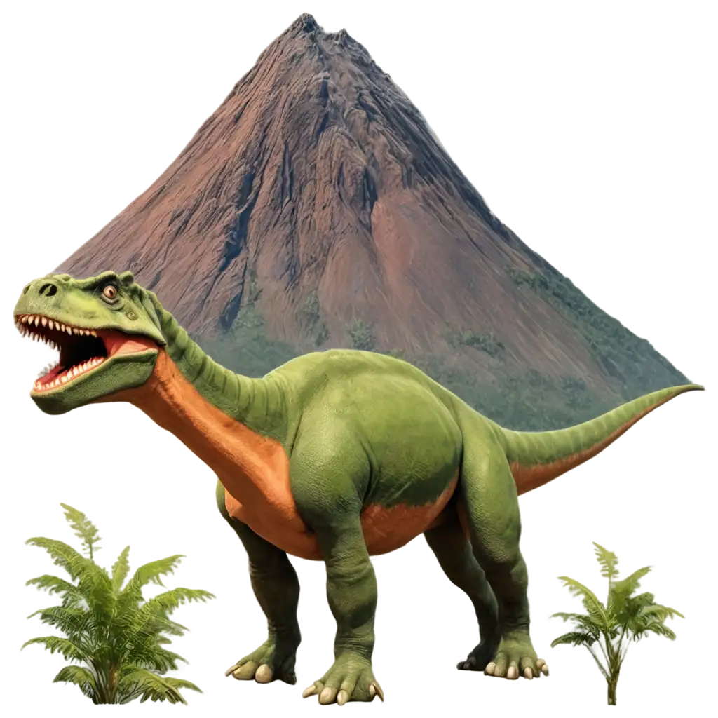 Friendly-Dinosaur-with-Volcano-Playful-PNG-Graphic-for-Creative-Adventures