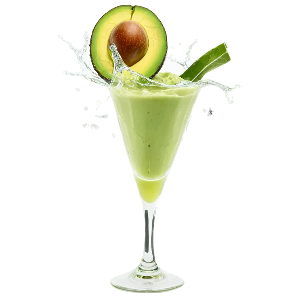 Refreshing-Avocado-Juice-with-Ice-Cubes-Splashing-HighQuality-PNG-Image