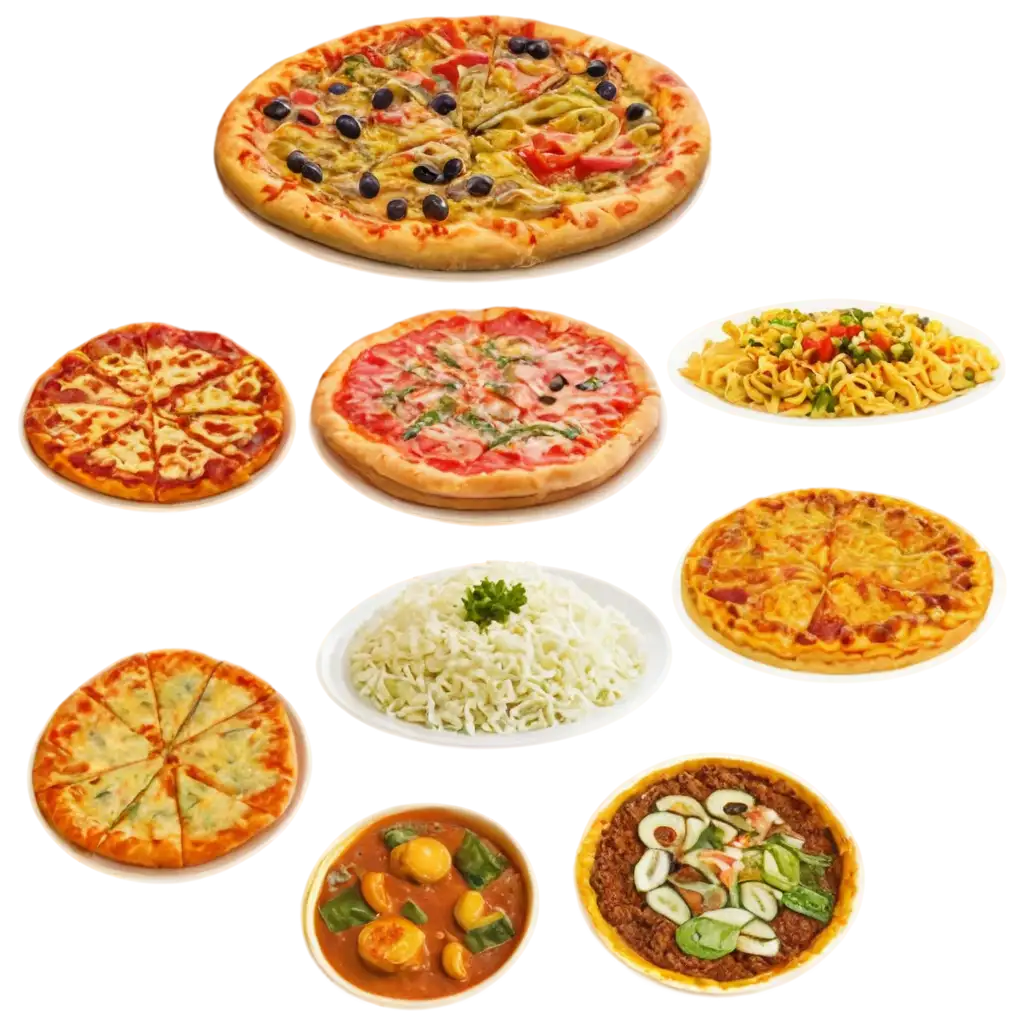 Comprehensive-Food-PNG-Image-Collection-Featuring-PizzaPNG-Image-Usage-Scenarios-Burger-Noodles-Rice-Curry-Roti-and-More