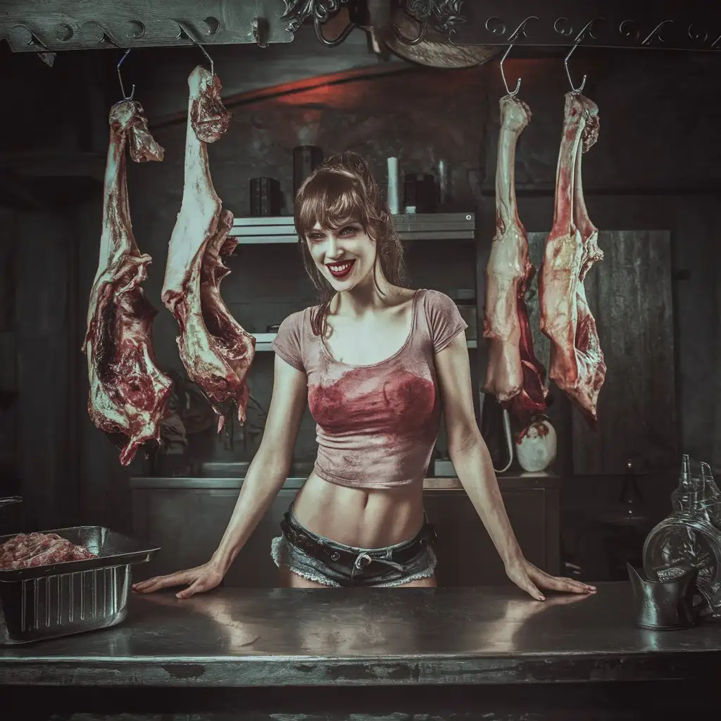 Dark-Fantasy-Slaughterhouse-Scene-with-Beautiful-Woman-in-High-Heels