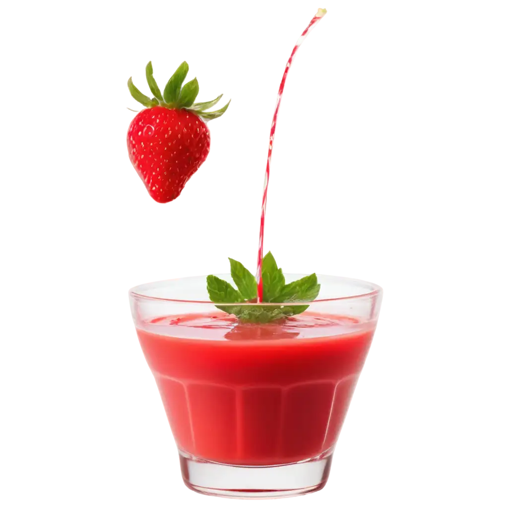 Flying-Strawberry-Juice-in-Glass-Bottle-with-Floating-Strawberries-PNG-Image-for-Clear-HighQuality-Visuals