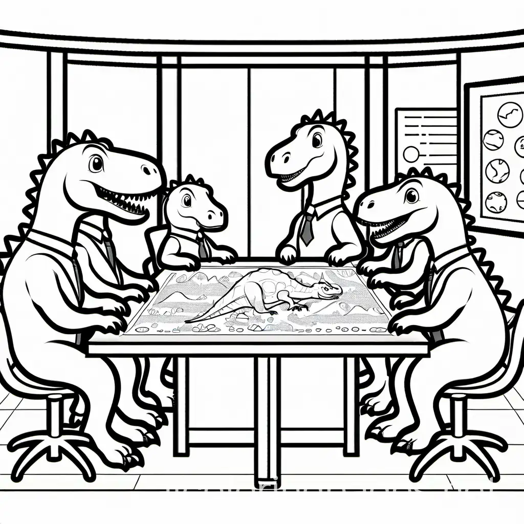 Dinosaur-Business-Meeting-Coloring-Page