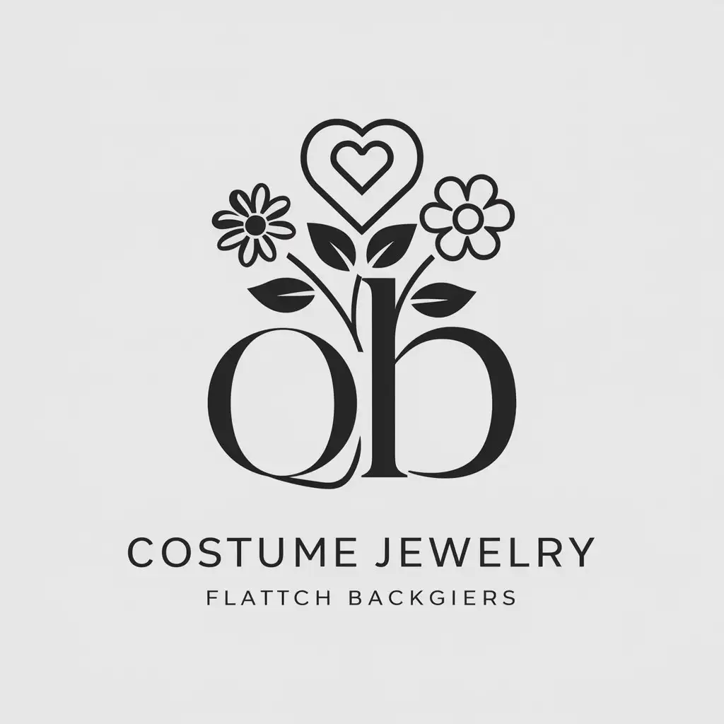 LOGO-Design-For-OB-Flower-and-Heart-with-Elegant-Simplicity-for-Costume-Jewellery