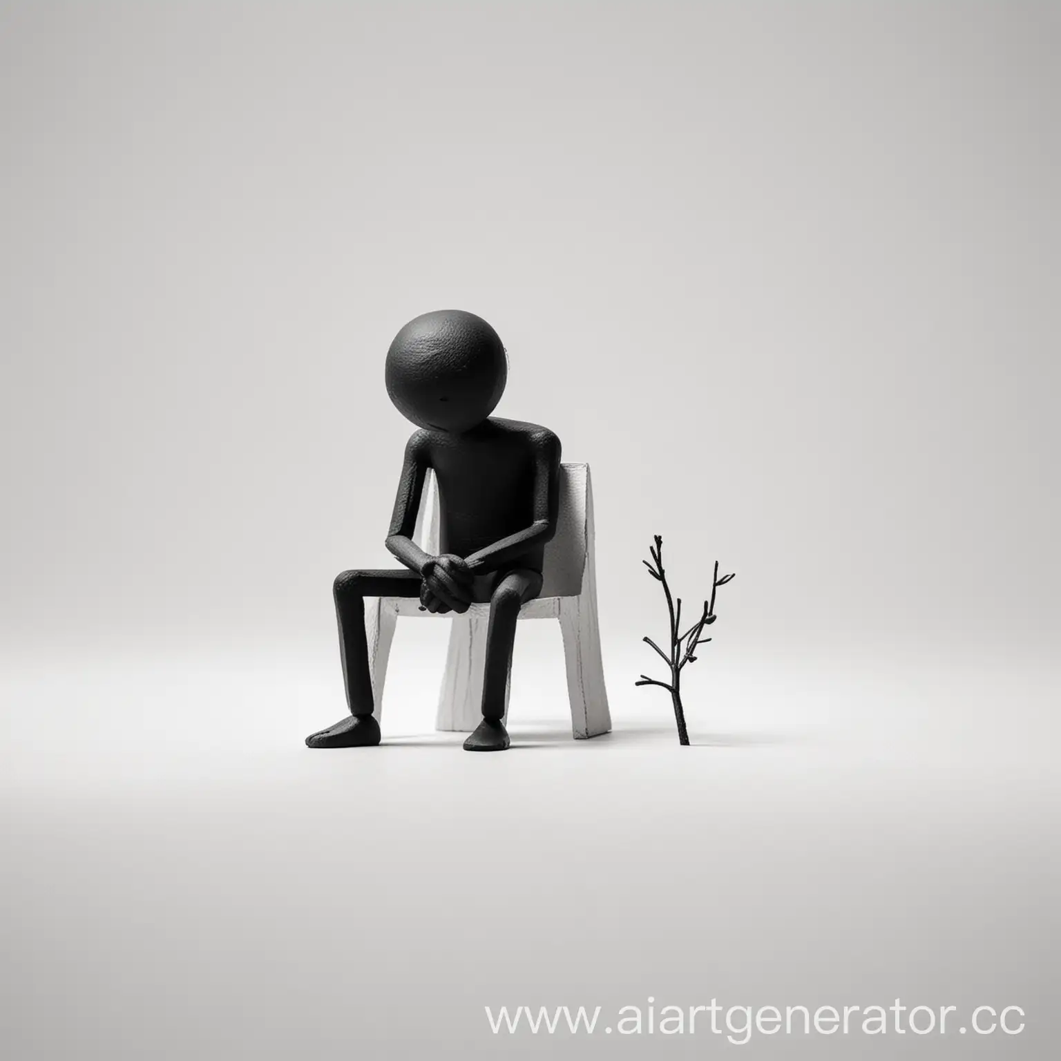 Minimalist-Sad-Stickman-Sitting-on-White-Background