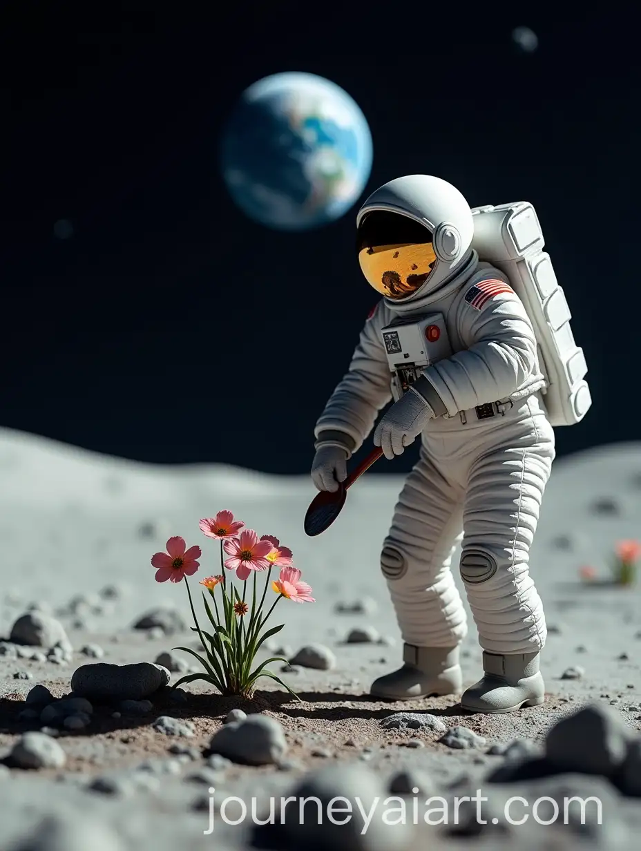 Cosmonaut-Planting-Flowers-on-the-Moons-Barren-Surface-with-Earth-in-the-Background