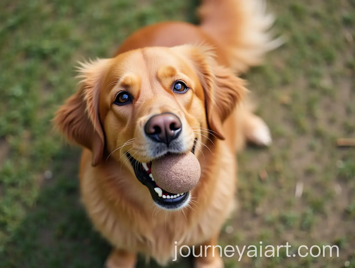 Golden-Retriever-Dog-Holding-Ball-in-Mouth-from-Above-View