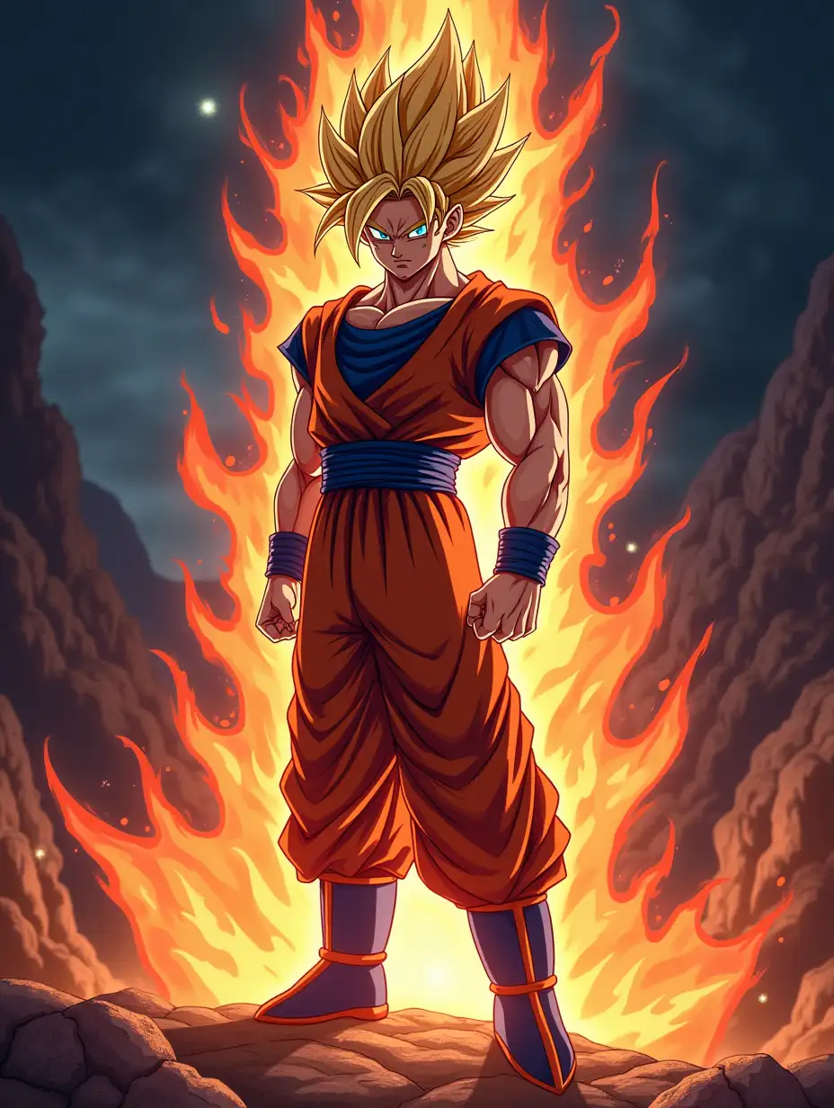 Super saiyan 3 goku standing in void