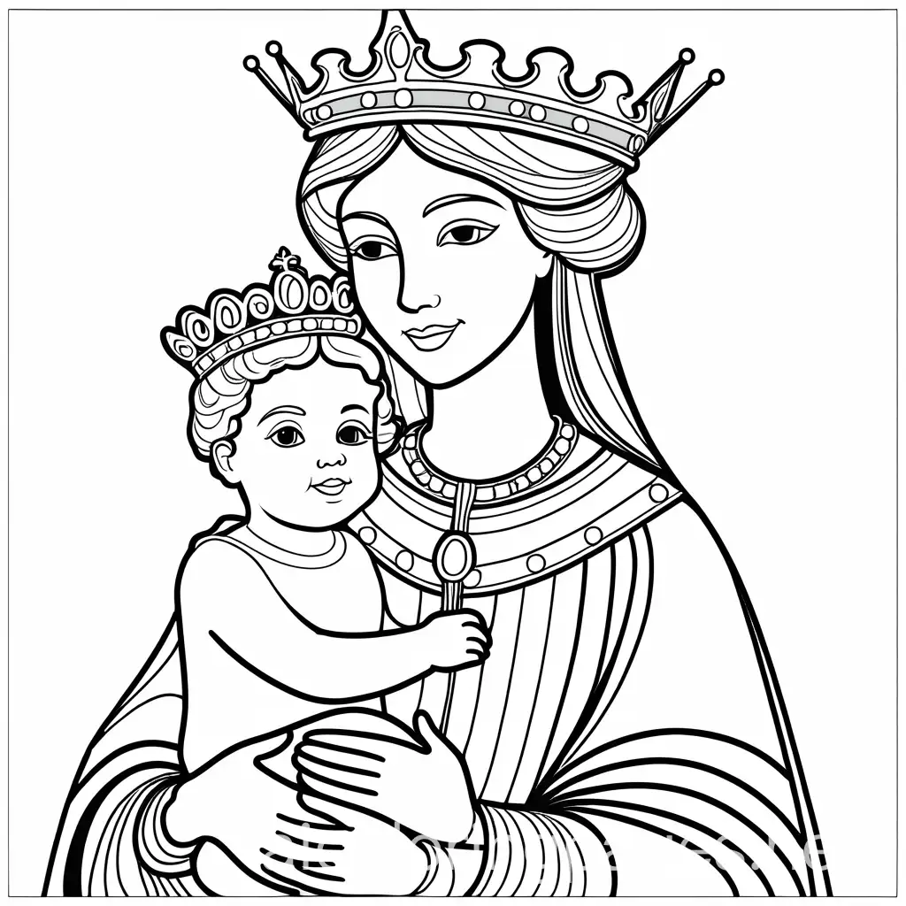 Queen-Holding-Baby-Abby-Coloring-Page-for-Children