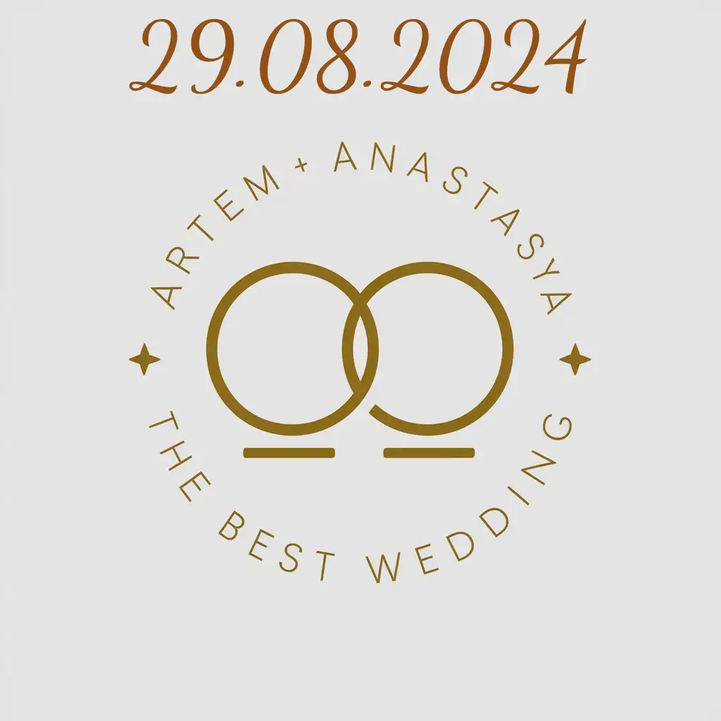 a vector logo design,with the text "Artem + Anastasiya", main symbol:The best wedding, two rings,Minimalistic,be used in Events industry,clear background