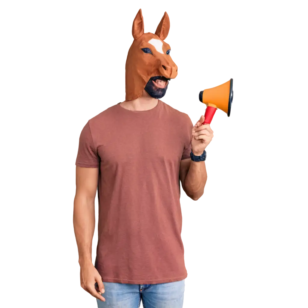 Man-with-Horse-Head-Holding-Megaphone-PNG-Image-for-Creative-and-Memorable-Visuals