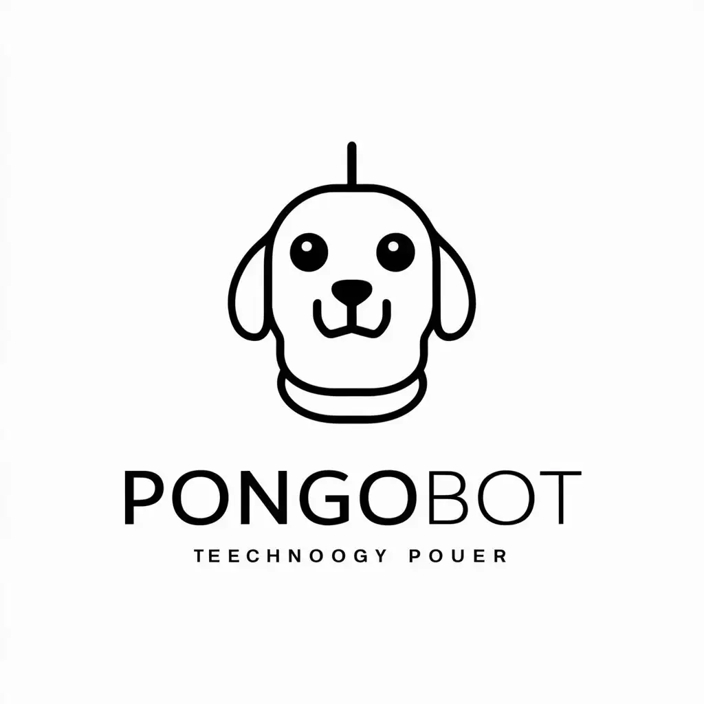 a vector logo design,with the text "PongoBot", main symbol:dog bot,Minimalistic,be used in Technology industry,clear background