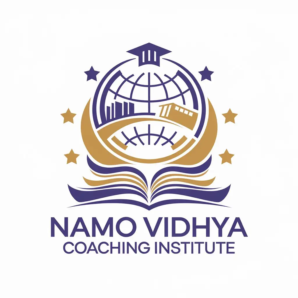 LOGO-Design-for-Namo-Vidhya-Coaching-Institute-Vector-Design-Featuring-Global-Education-and-Books-Theme