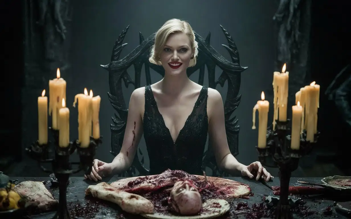 Charlize-Theron-Indulging-in-Grisly-Feast-at-High-Table