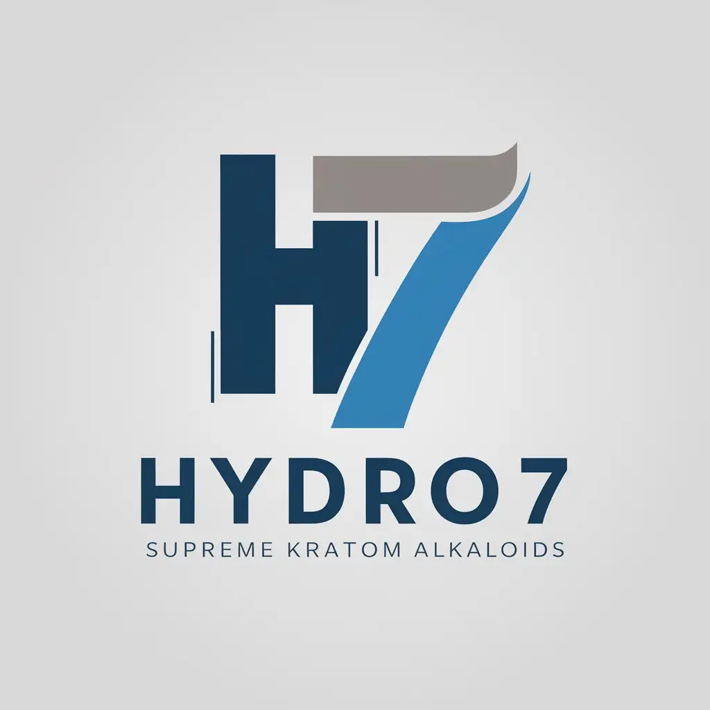 LOGO Design For HYDRO7 Supreme Kratom Alkaloids Abstract Blue and Gray Symbol of H7