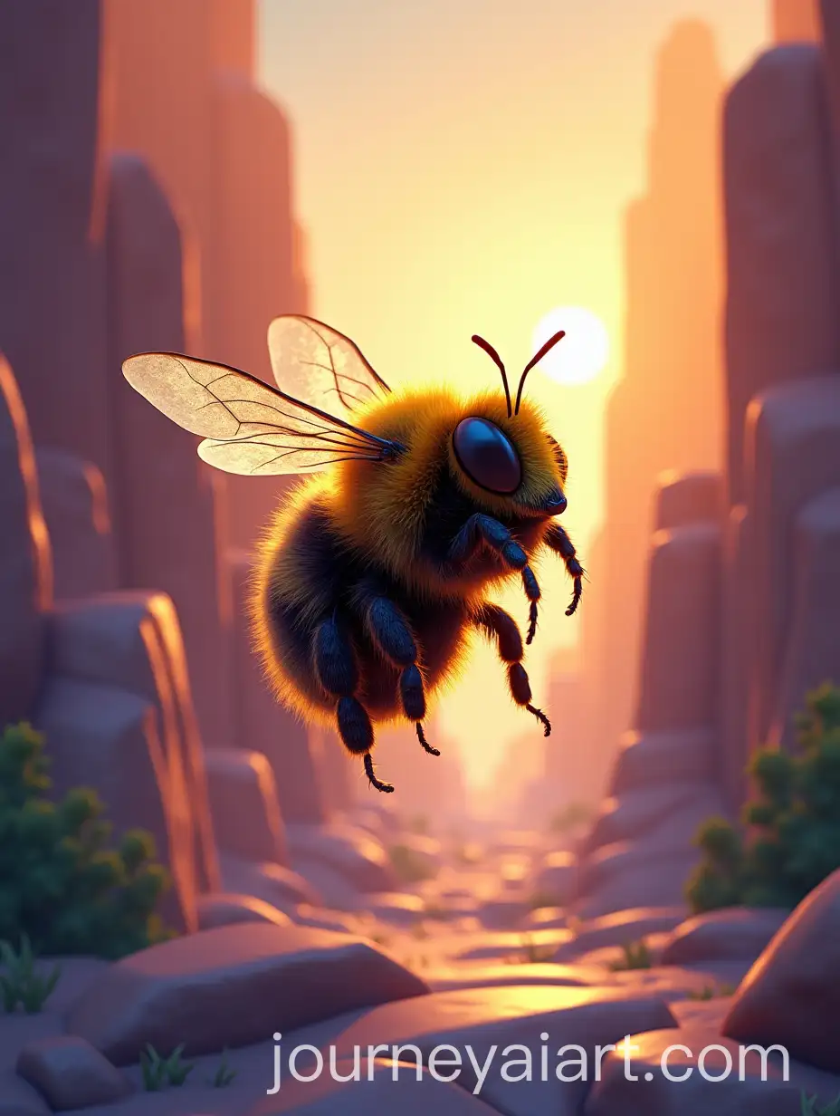 Bee-Approaching-a-Computer-Displaying-Geometry-Dash
