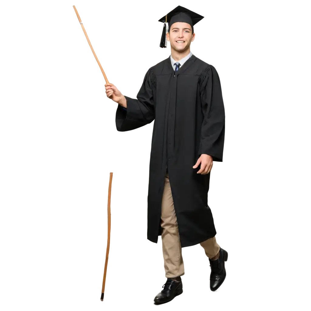 Happy-20YearOld-Guy-in-Graduation-Attire-with-Cane-PNG-Image