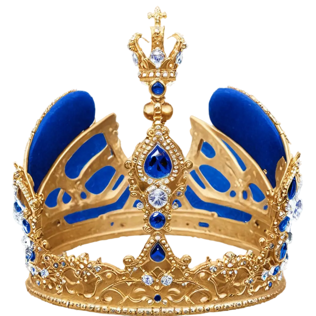 PNG-Image-of-King-Crown-in-Blue-and-White-with-Shining-Lights-and-Diamonds-Enhance-Your-Design-with-Royalty