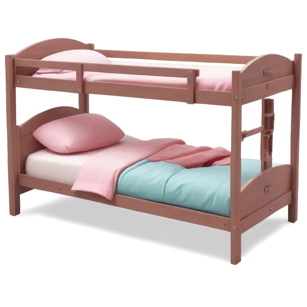 Two-Tier-Girl-Bed-Cartoon-Style-PNG-Image-Vibrant-and-Playful-Design-for-Creative-Projects