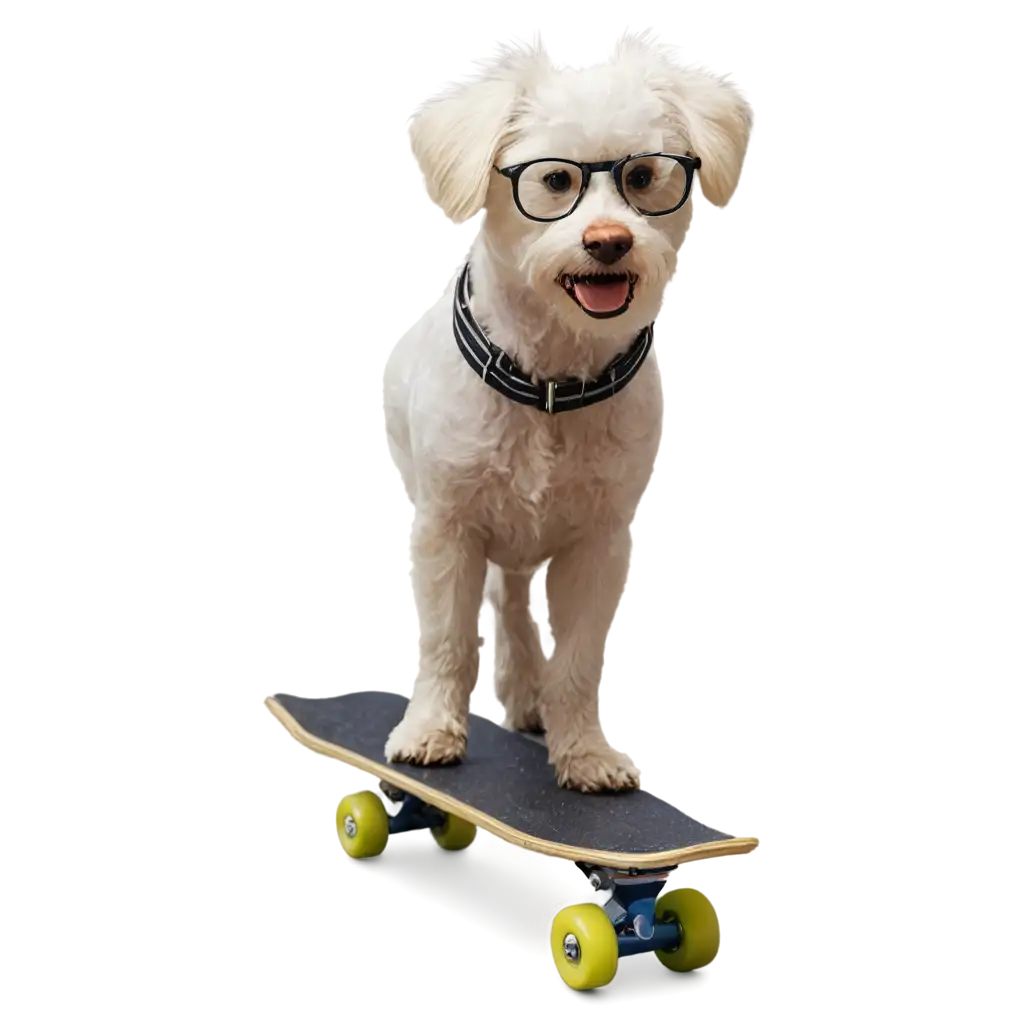 PNG-Image-Dog-with-Glasses-Walking-on-a-Skateboard