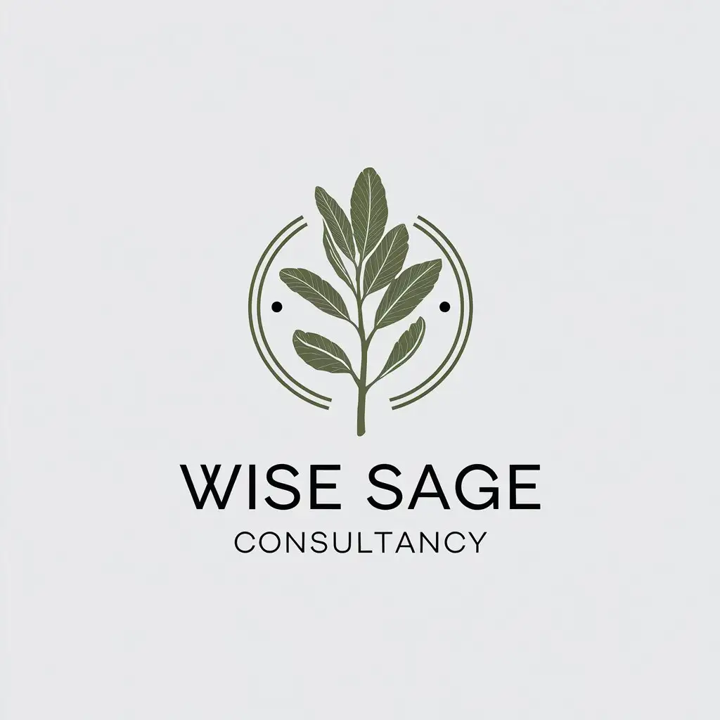 LOGO Design for Wise Sage Consultancy Minimalistic Sage Plant Symbol with Clear Background