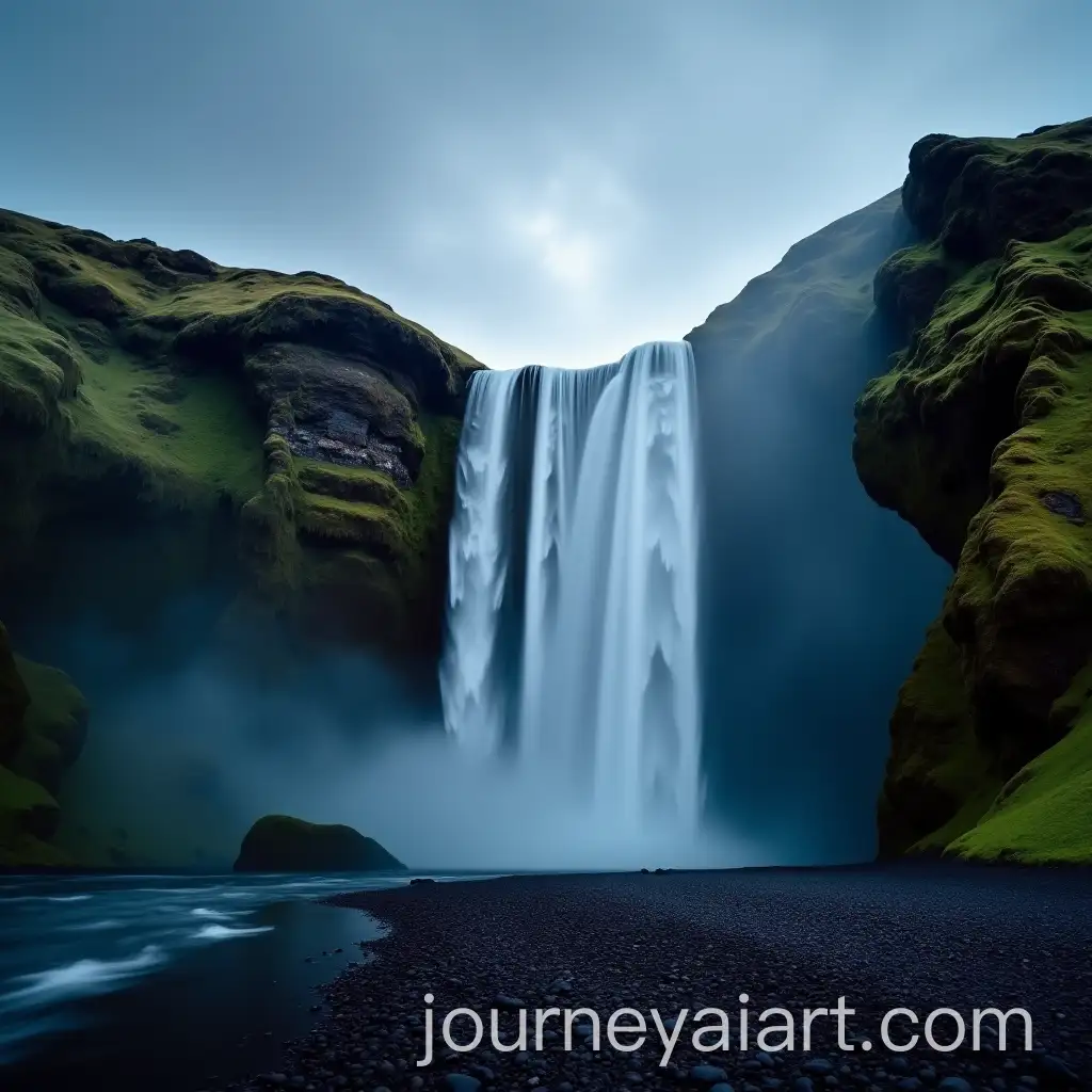 Majestic-Waterfall-Scene-in-Iceland-After-Thunderstorm