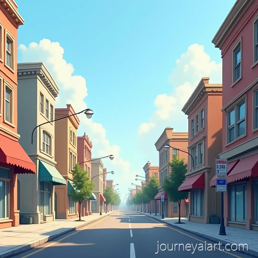 Empty-Street-with-Buildings-Businesses-andEmpty-street-background-Houses-in-a-Realistic-Urban-Setting