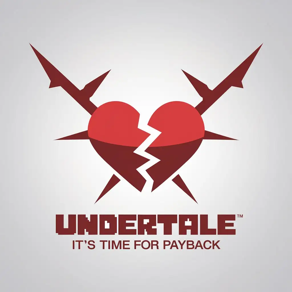 LOGO Design for Undertale Its Time for Payback Minimalistic with Broken Heart and Bone Symbol