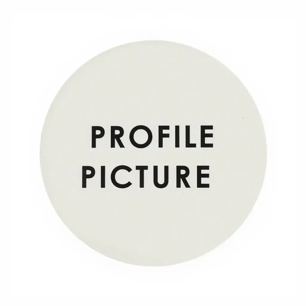 circular image on white background written in capital letters PROFILE PICTURE