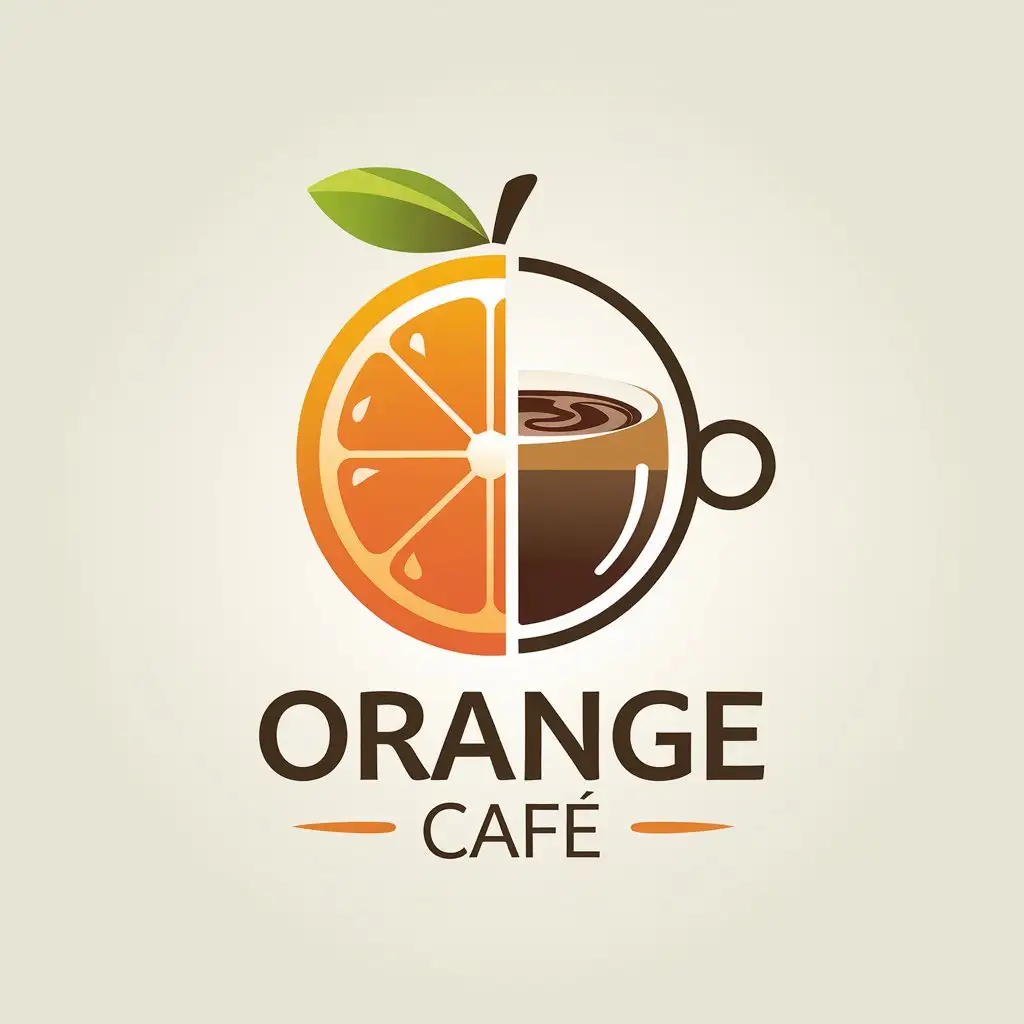 a vector logo design,with the text "Orange Cafe", main symbol:Oranges, coffee, creative, LED, minimalist, warm,Moderate,be used in Restaurant industry,clear background