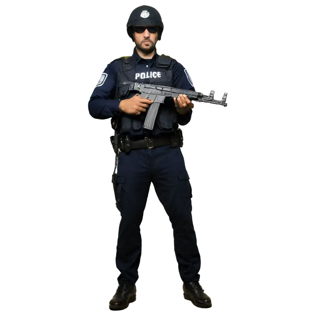 Police-Character-with-AK47-Gun-PNG-HighQuality-Image-for-Versatile-Usage