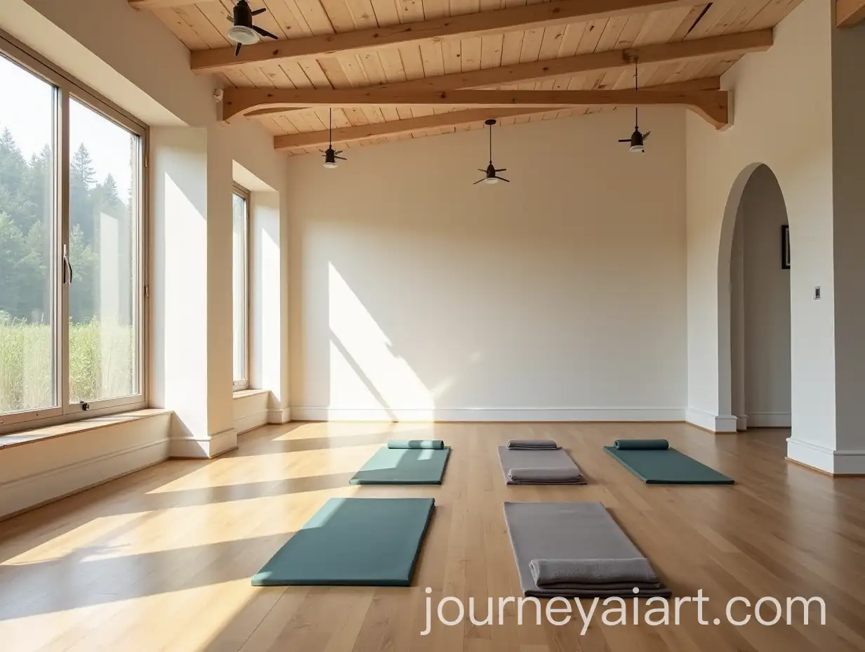 Serene-Yoga-Room-Interior-with-Soft-Lighting-and-Bamboo-Decor