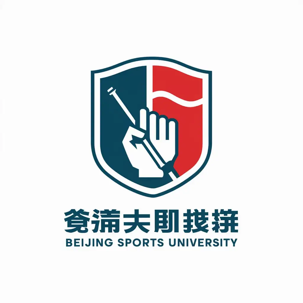 LOGO-Design-For-Beijing-Sports-University-Defense-Guard-Flag-Hand-with-National-Flag-Theme