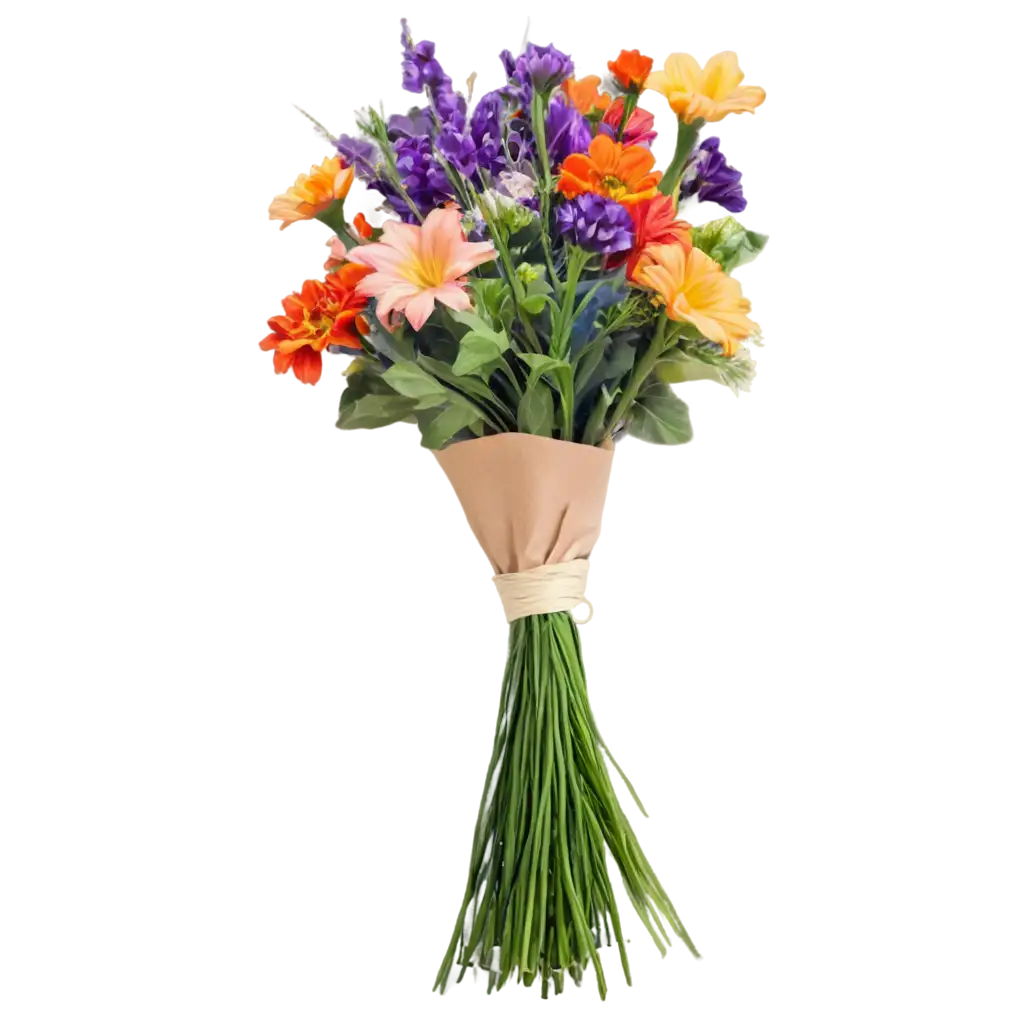 a small bouquet of blooming flowers in vibrant colors.