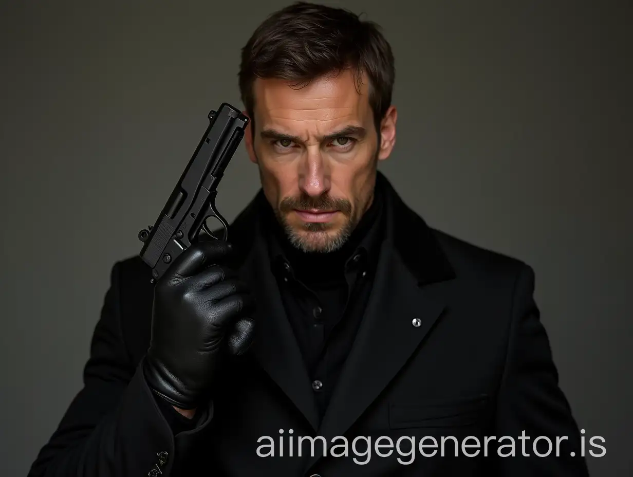 MiddleAged-Man-in-Black-Outfit-Holding-Weapon