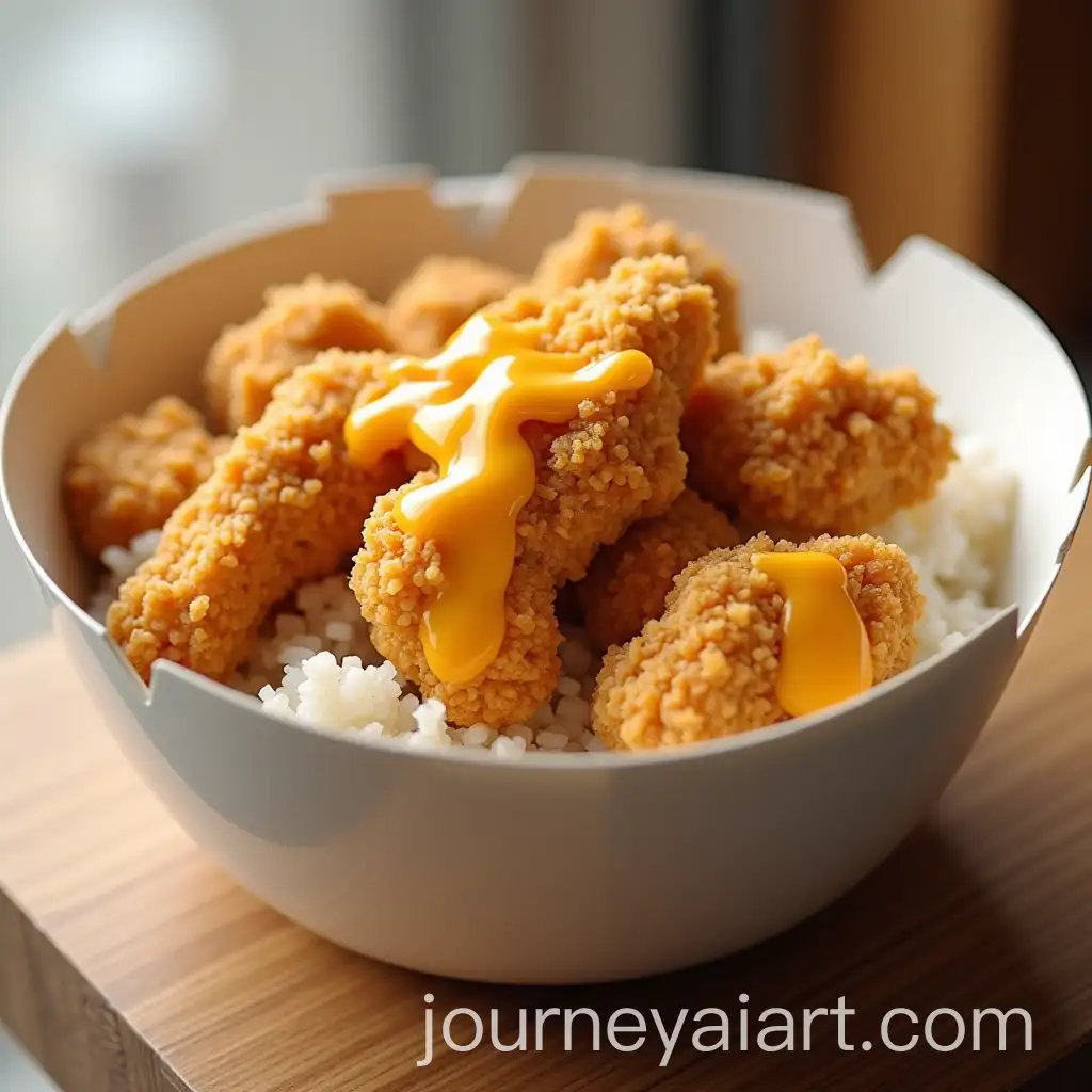 Takeaway-Bowl-with-Crispy-Chicken-Rice-and-Cheese-Sauce