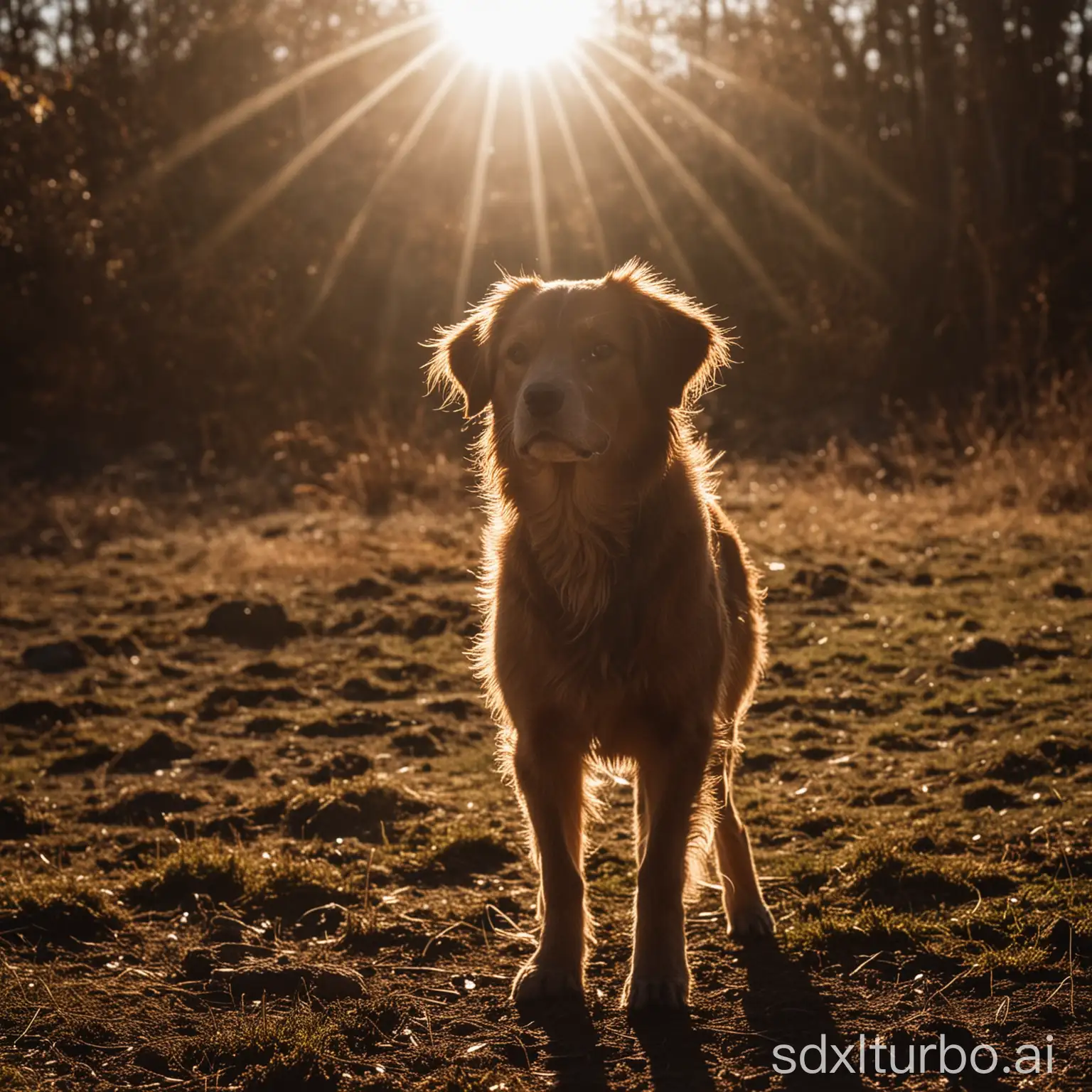 Dog-Silhouetted-Against-a-Backlit-Sunset