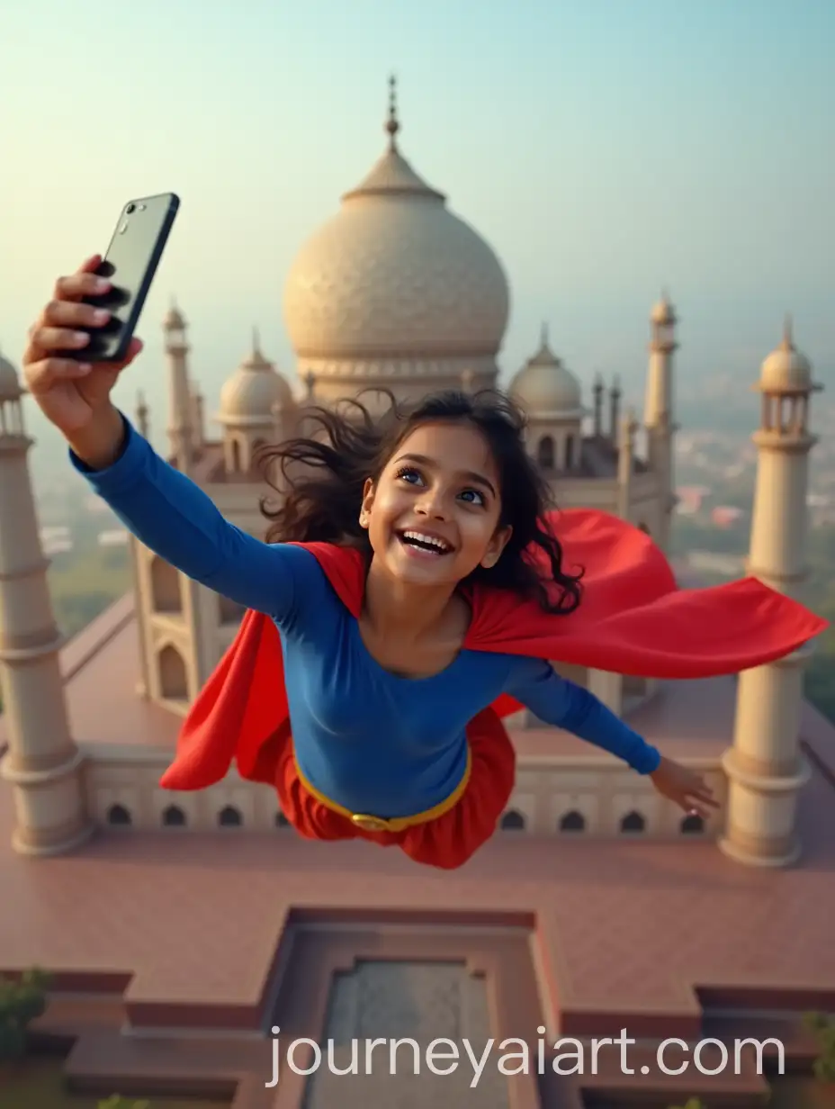 Indian-Supergirl-Flying-Over-Taj-Mahal-Taking-a-Selfie