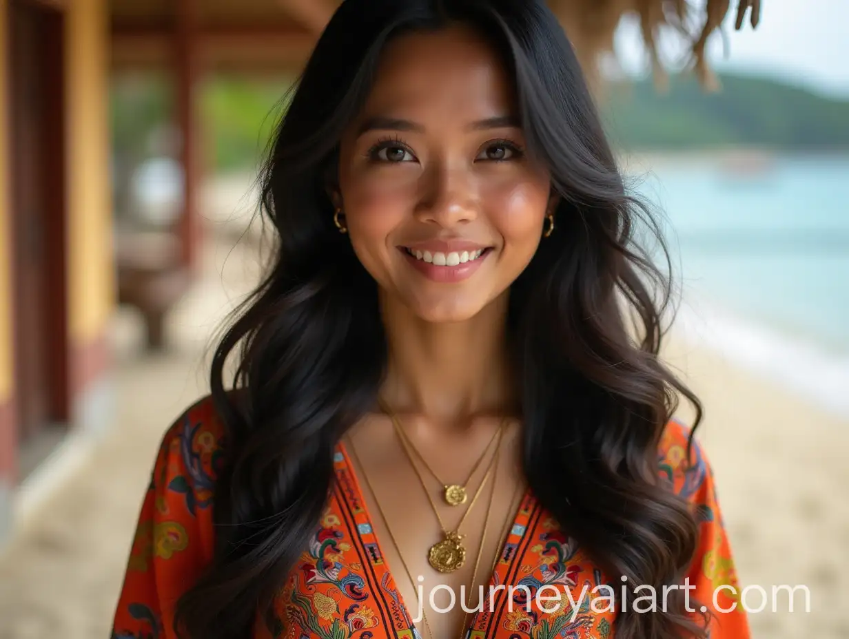 IndonesianAI-Image-Prompt-Expansion-Young-Woman-in-Traditional-Baju-Bodo-with-Gen-Z-Aesthetic-on-Beach-or-Tongkonan-House