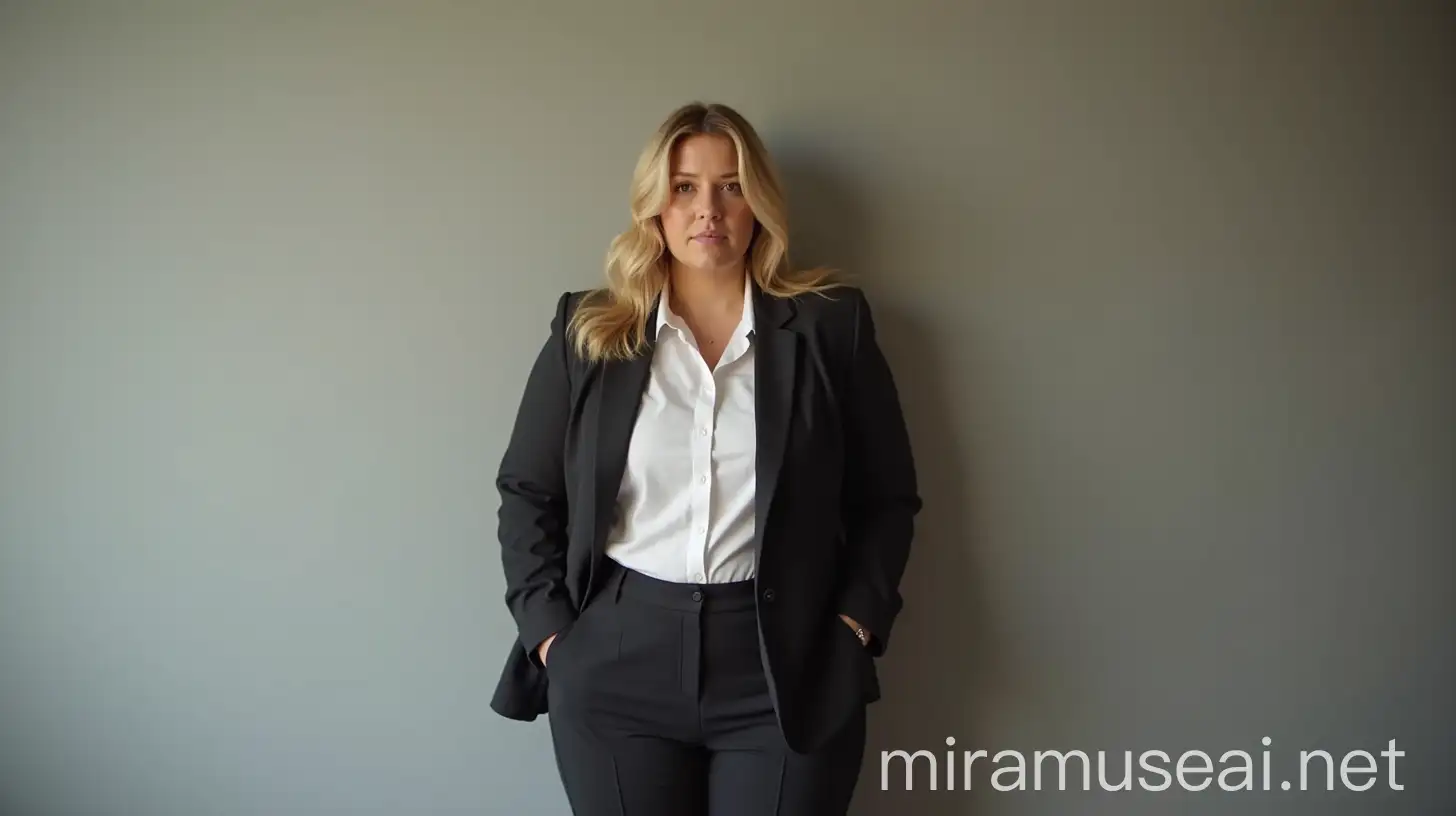 Stylish Russian Woman in Classy Suit Trousers