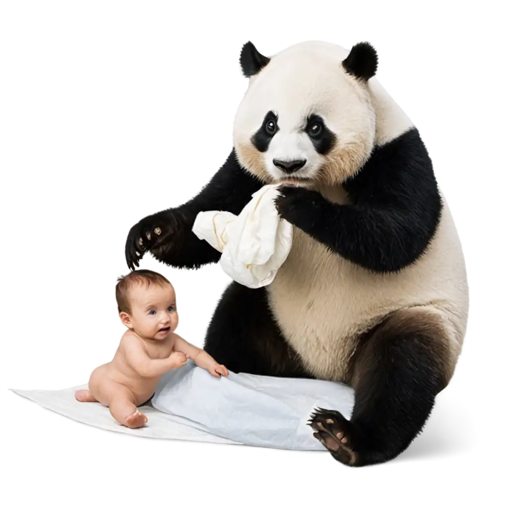 PNG-Image-of-Panda-Changing-a-Baby-Diaper-Adorable-and-Educational-Visual-Content