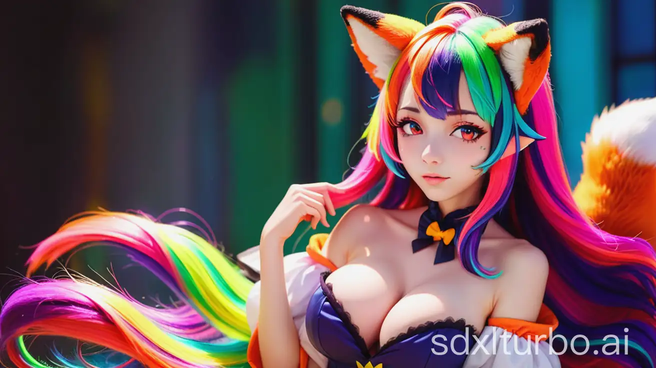 Colorful-Fox-Girl-with-Lovely-Dress-and-Animal-Ears