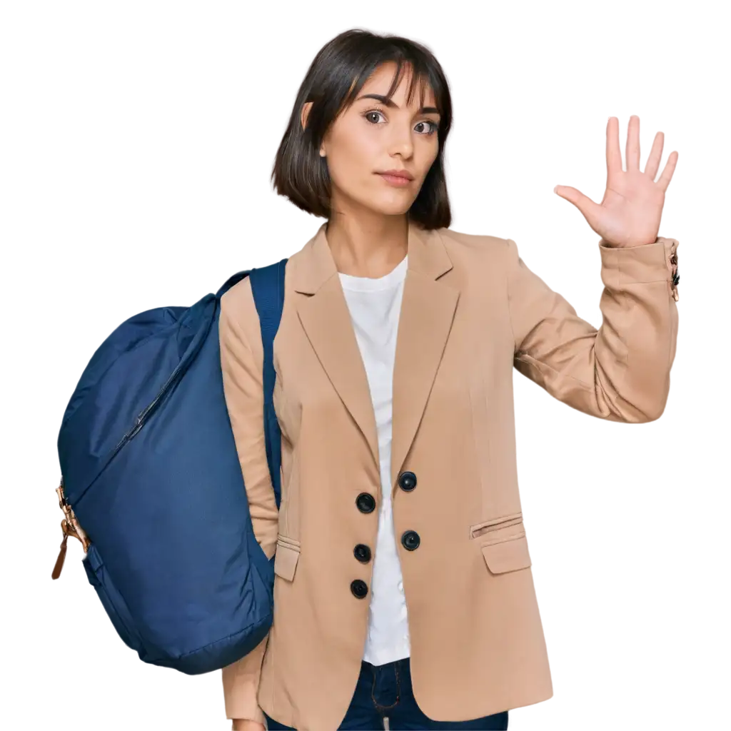 PNG-Image-of-Confident-Woman-with-Brown-Hair-and-Beige-Jacket-for-Outdoor-Adventures