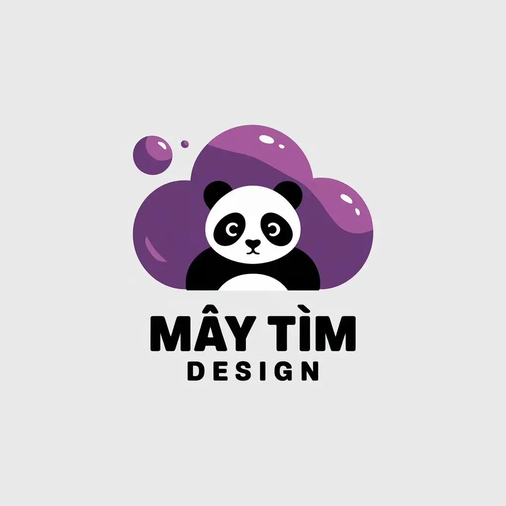 a vector logo design,with the text "Mây Tím Design", main symbol:Purple clouds and panda combined,Moderate,clear background