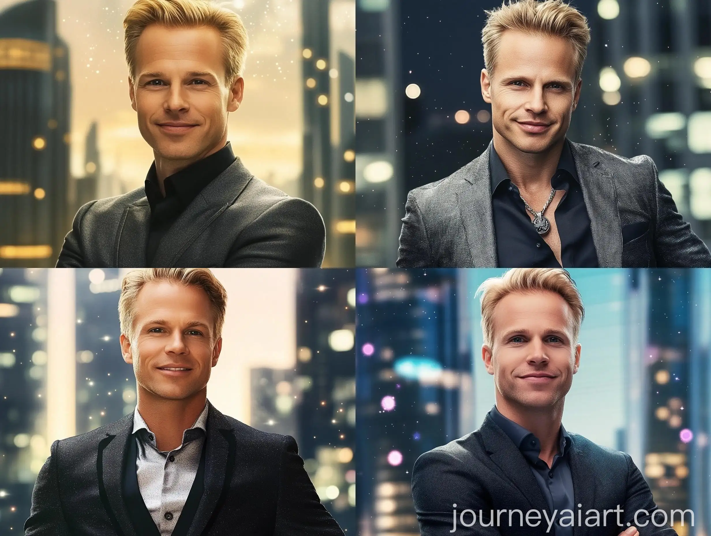 Blond-Man-Celebrating-Victory-in-Futuristic-Cityscape