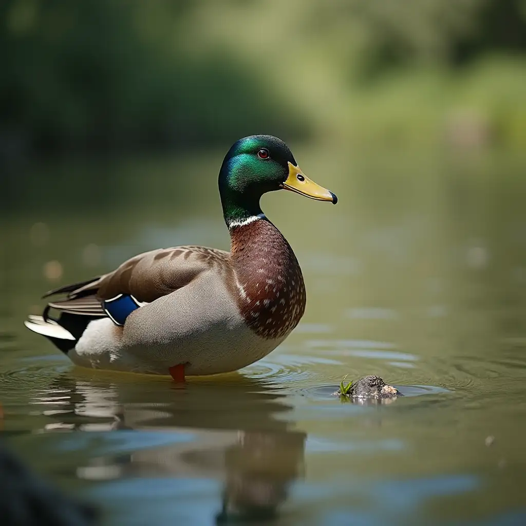 Duck-Swimming-in-a-Tranquil-Pond