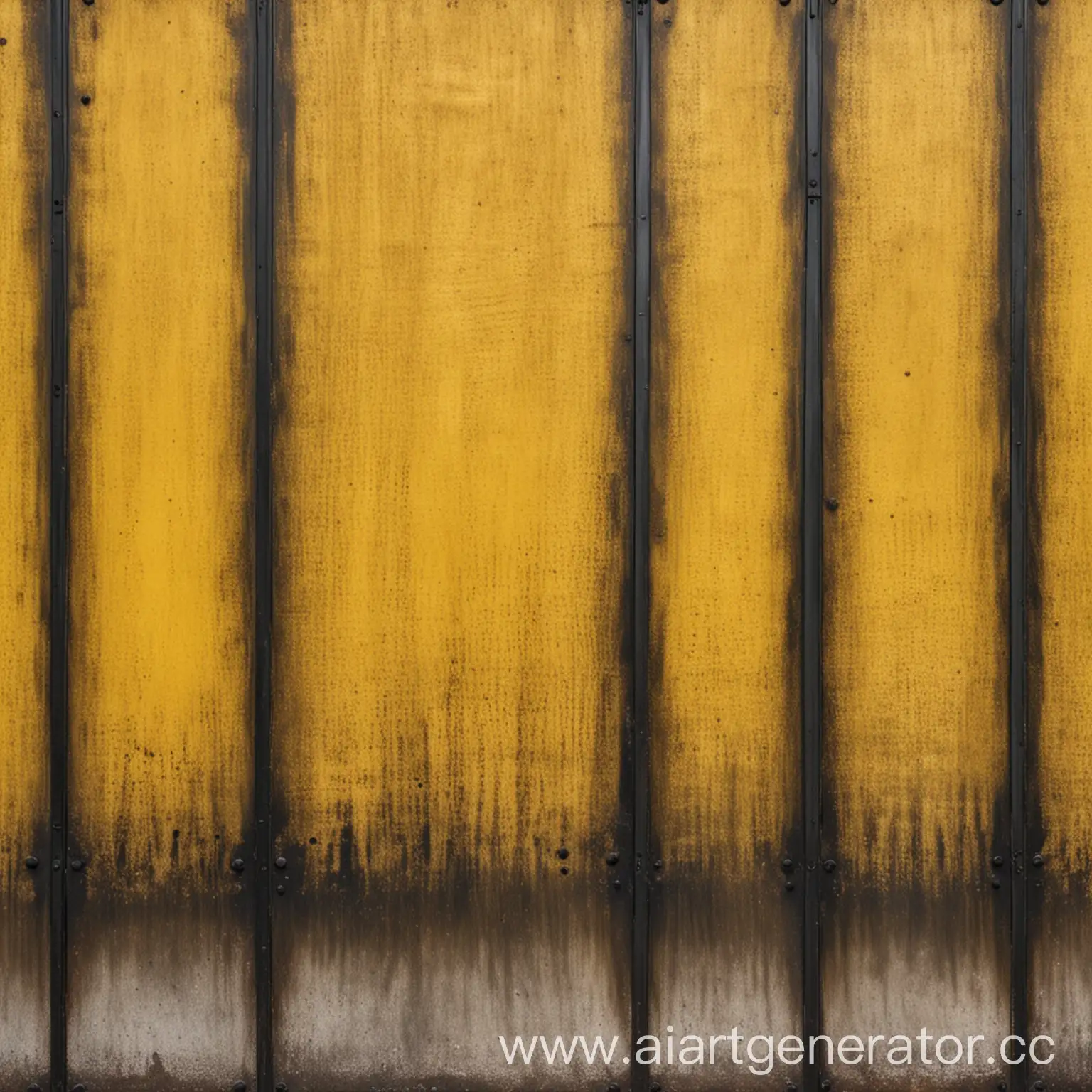 Industrial-Yellow-Iron-Wall-with-Black-Metal-Inserts