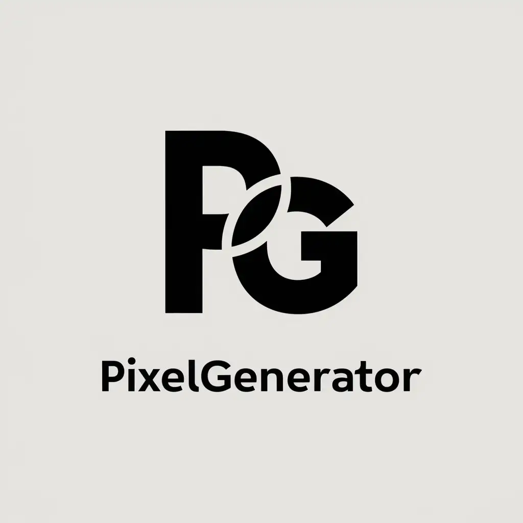 a vector logo design,with the text "PixelGenerator", main symbol:Pg,Minimalistic,be used in Internet industry,clear background